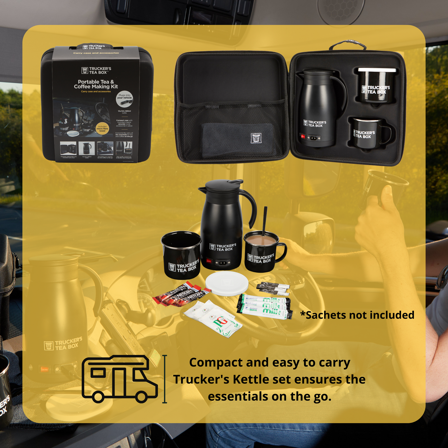 Trucker's Tea Box - 12V/ 24Volt Portable Tea & Coffee Making Kit *CLEARANCE
